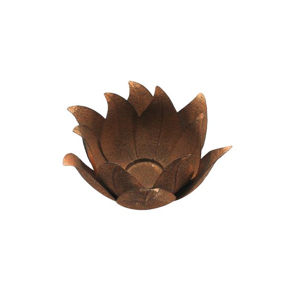 Willow &amp; Silk Lge Rust Metal Lotus Flower C/Holder28*28*15