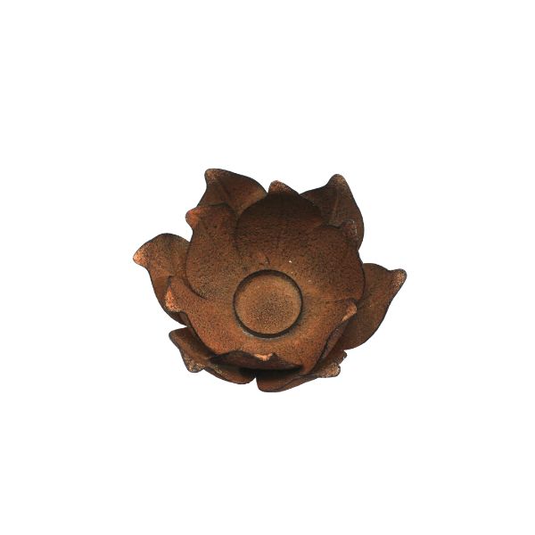 Willow &amp; Silk Sml Rust Metal Lotus Flower C/Holder28*28*15