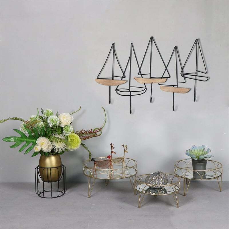 Willow &amp; Silk Metal MDF 70cm Sailboats 5-Hook Coat/Hat/Scarf Rack