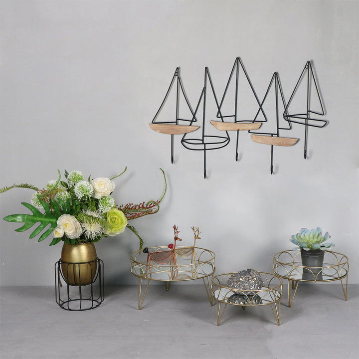 Willow &amp; Silk Metal MDF 70cm Sailboats 5-Hook Coat/Hat/Scarf Rack