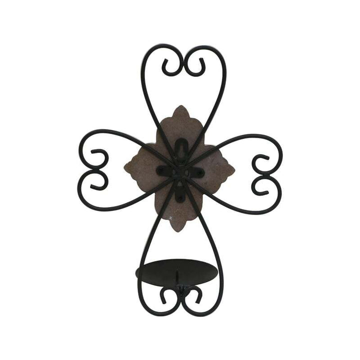 Willow &amp; Silk Metal/MDF 33cm Fleur Cross Sconce Candle Holder/Wall Art