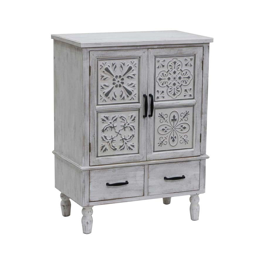 Willow &amp; Silk Wooden 87cm Whitewash 2-Door &amp; 2-Drawer Cabinet/Organiser