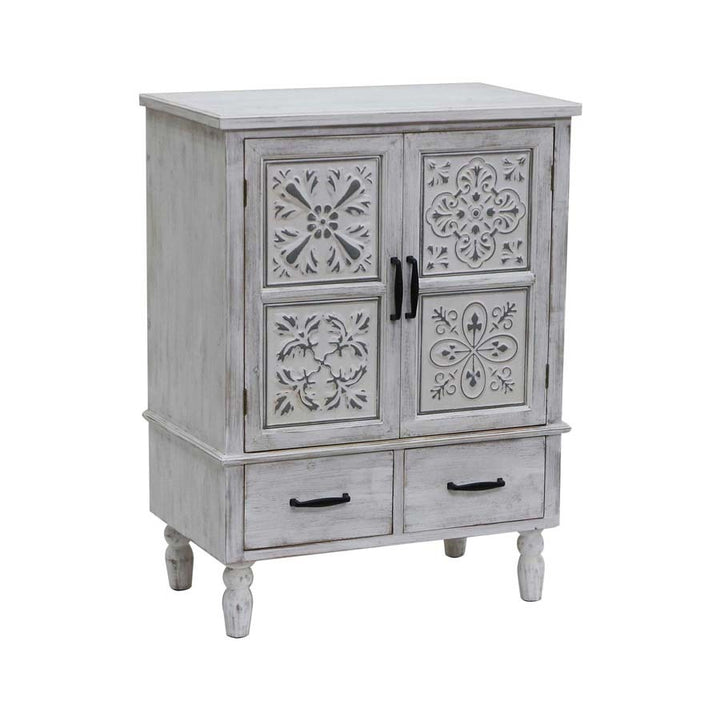 Willow &amp; Silk Wooden 87cm Whitewash 2-Door &amp; 2-Drawer Cabinet/Organiser