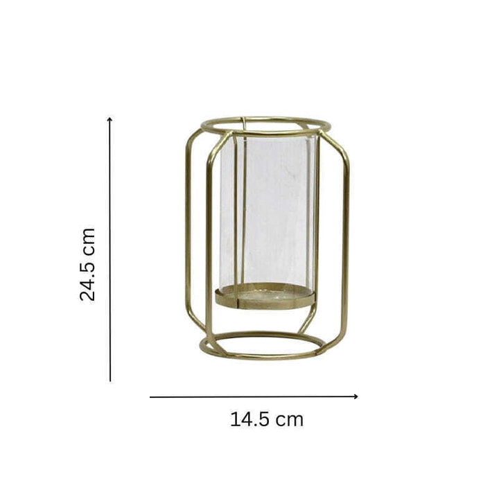 Willow &amp; Silk Golden 24cm Metal/Glass Floating Pillar Candle Holder