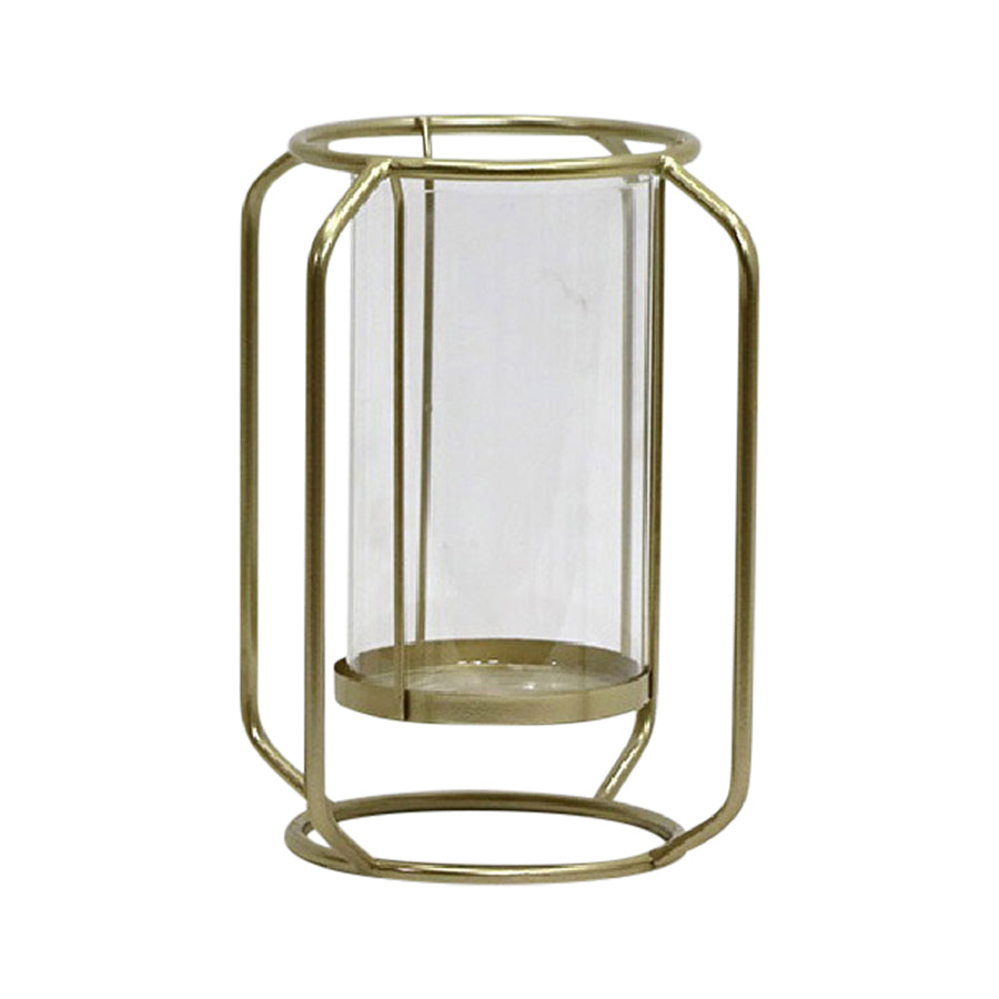 Willow &amp; Silk Golden 24cm Metal/Glass Floating Pillar Candle Holder
