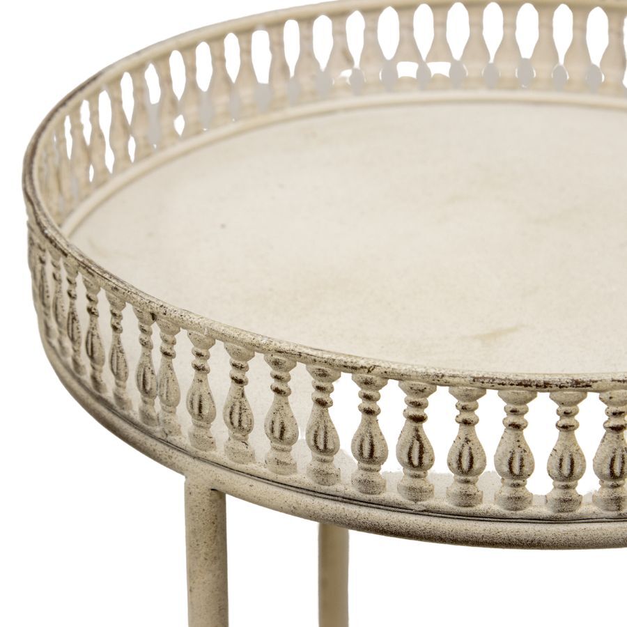 Willow &amp; Silk Metal 47cm/42cm Set of 2 Round White Stool/Coffee/SideTable