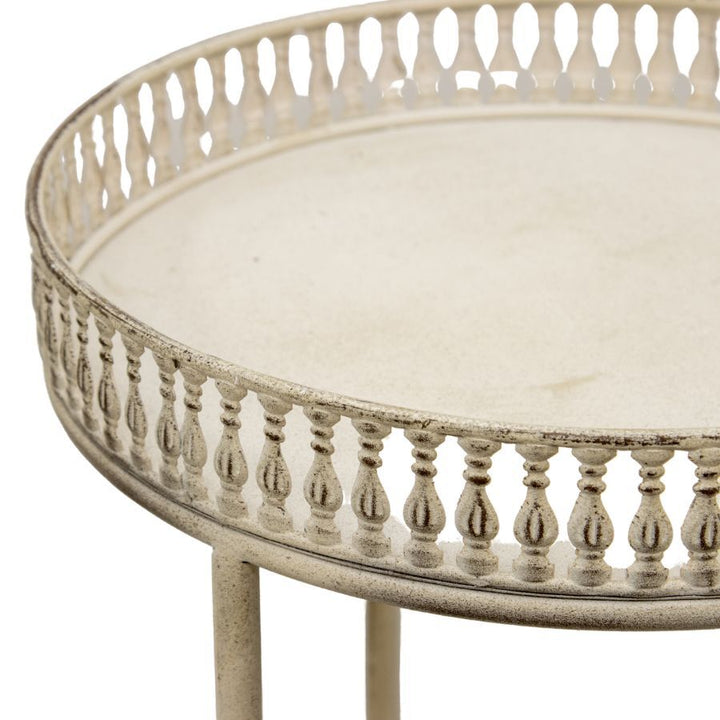 Willow &amp; Silk Metal 47cm/42cm Set of 2 Round White Stool/Coffee/SideTable
