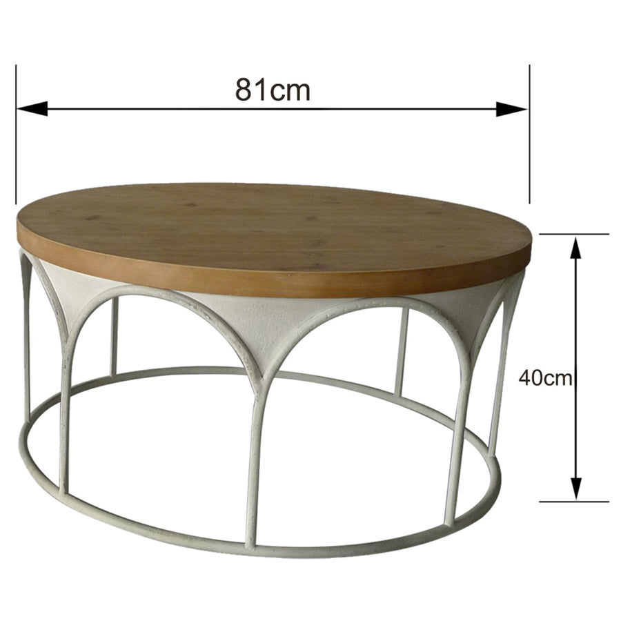 Willow &amp; Silk Metal 81cm Arch Round Wooden-Top Coffee Table