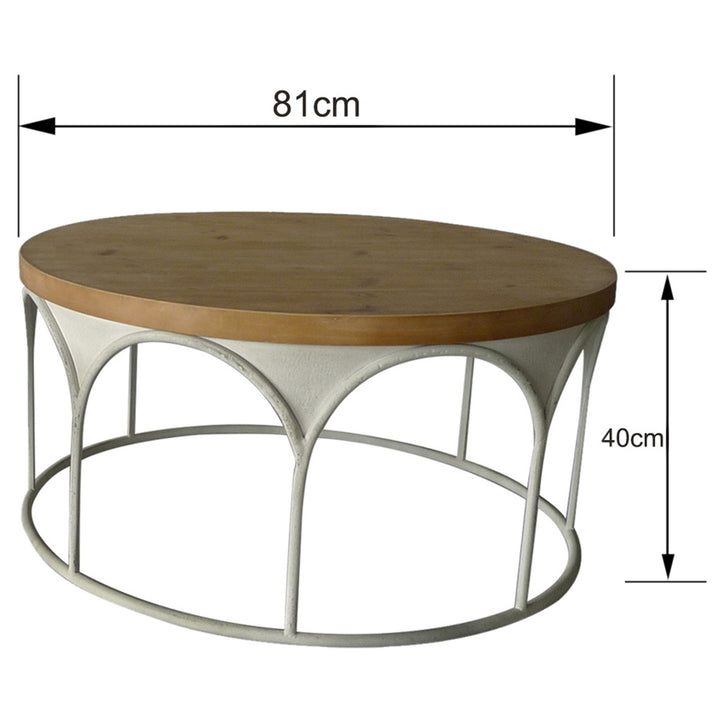 Willow &amp; Silk Metal 81cm Arch Round Wooden-Top Coffee Table