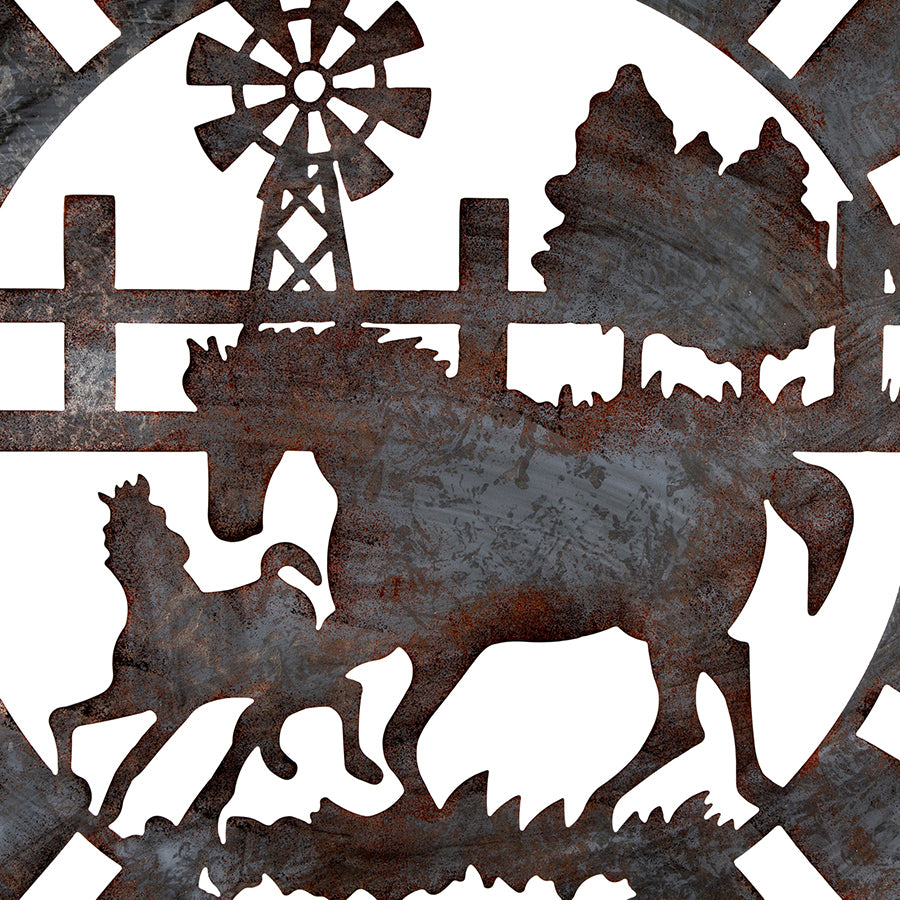 Willow &amp; Silk Horse Wall Art Laser?Cut Round - Galvanised Rust Indoor 100cm