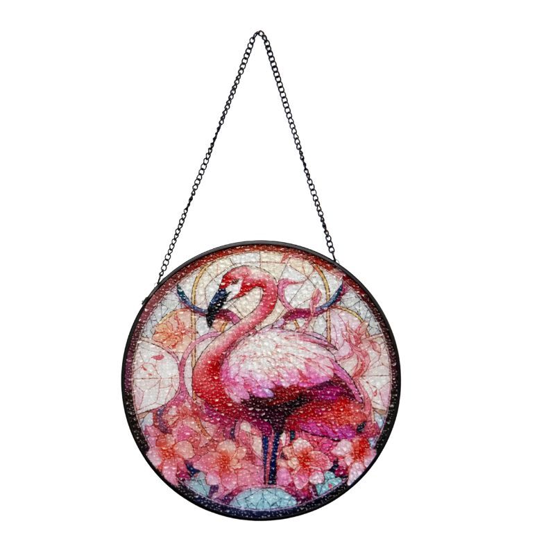 Willow &amp; Silk Flamingo Radiance Stained Glass Sun Catcher