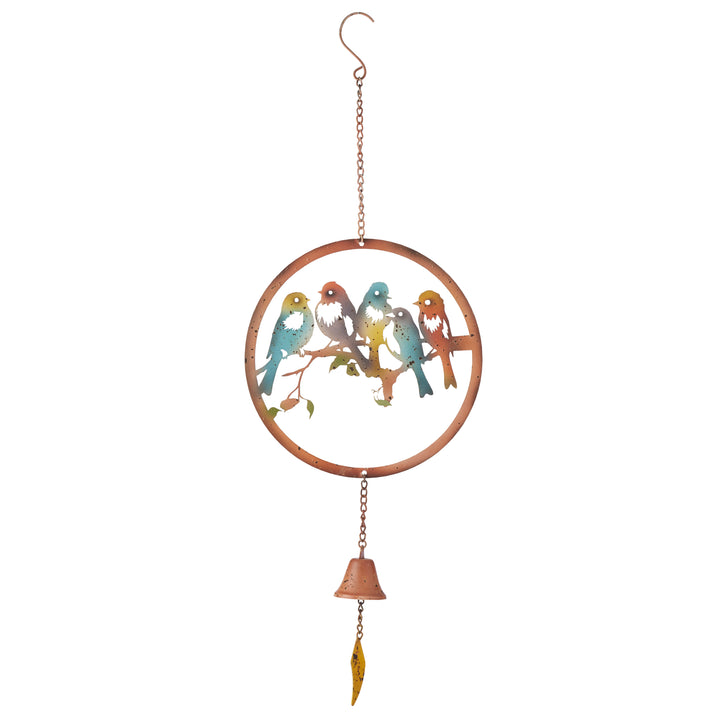 Willow &amp; Silk Round Hanging Coloured Birds + Bell