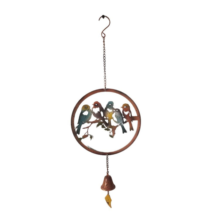 Willow &amp; Silk Round Hanging Coloured Birds + Bell