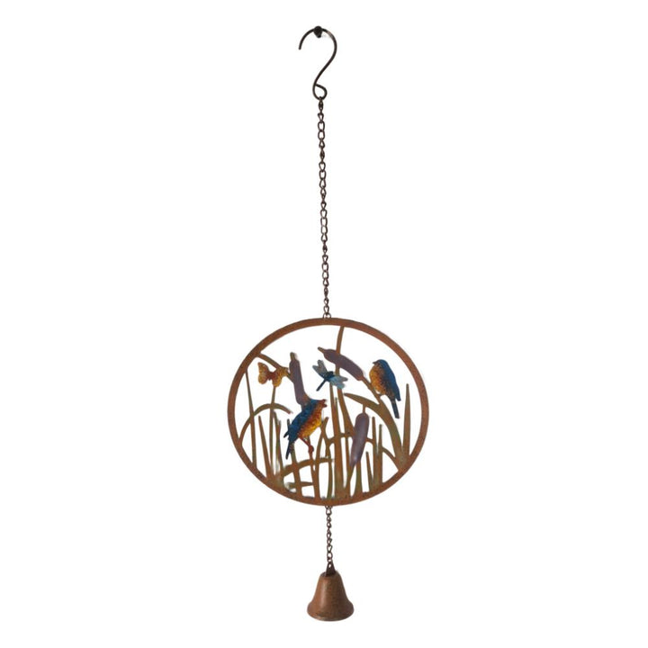 Willow &amp; Silk Round Hanging Birds + Bull Rushes+ Bell