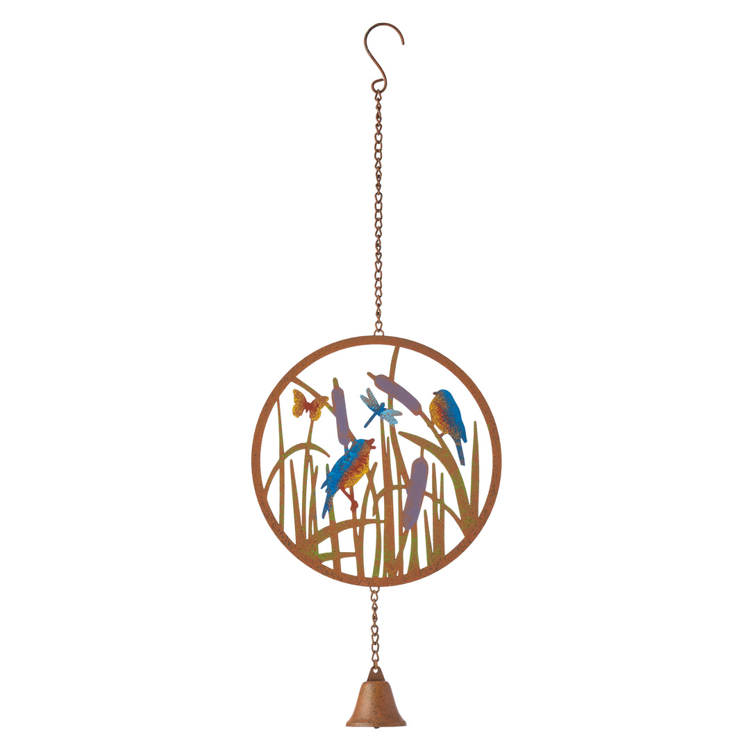 Willow &amp; Silk Round Hanging Birds + Bull Rushes+ Bell