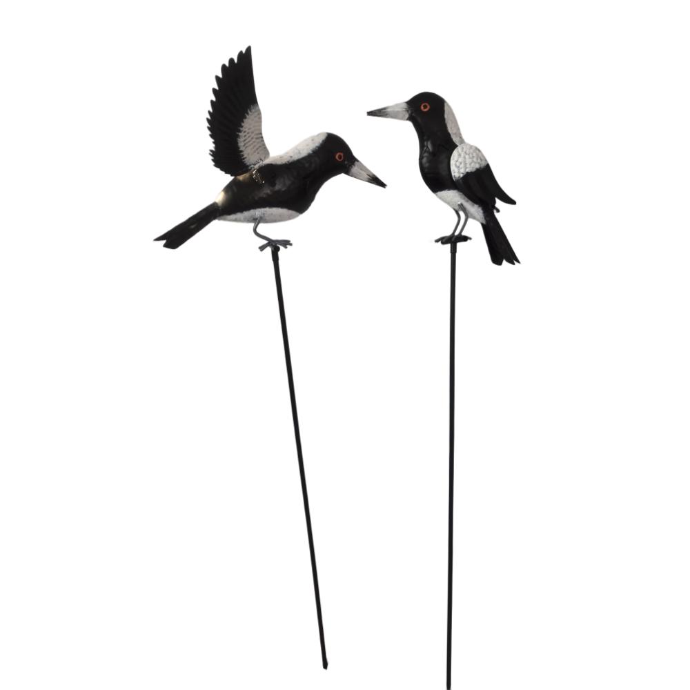 Willow &amp; Silk Set/2 Asst Magpies On Stakes