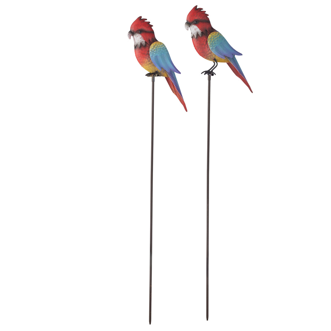 Willow &amp; Silk Set/2 Asst Parrots On Stakes
