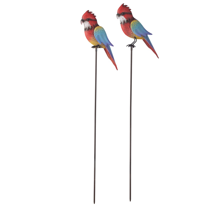 Willow &amp; Silk Set/2 Asst Parrots On Stakes