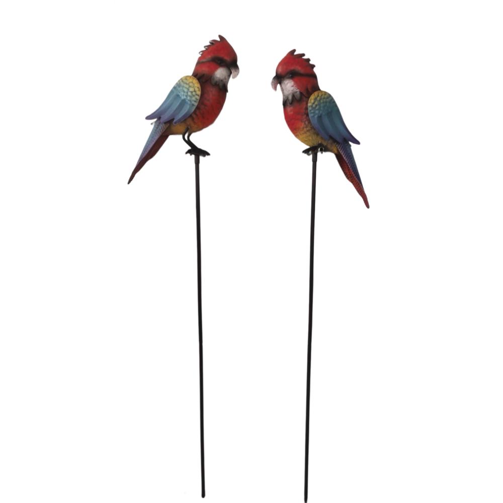 Willow &amp; Silk Set/2 Asst Parrots On Stakes