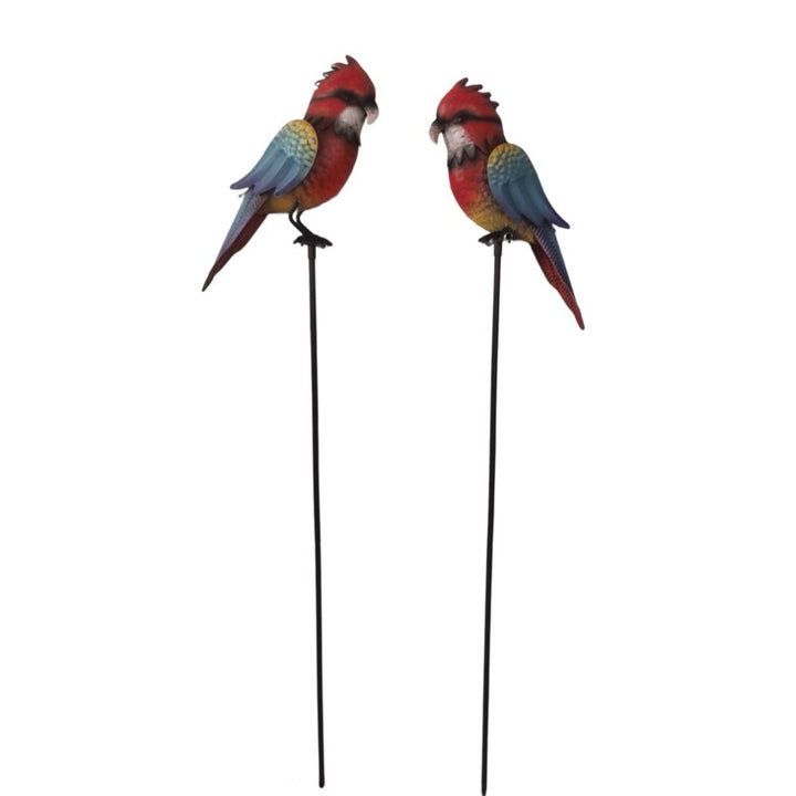 Willow &amp; Silk Set/2 Asst Parrots On Stakes