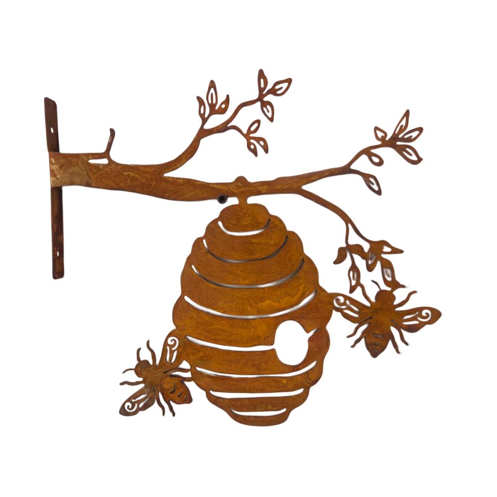 Willow &amp; Silk Screw On Bee Hive On Branch 30x2x29cm