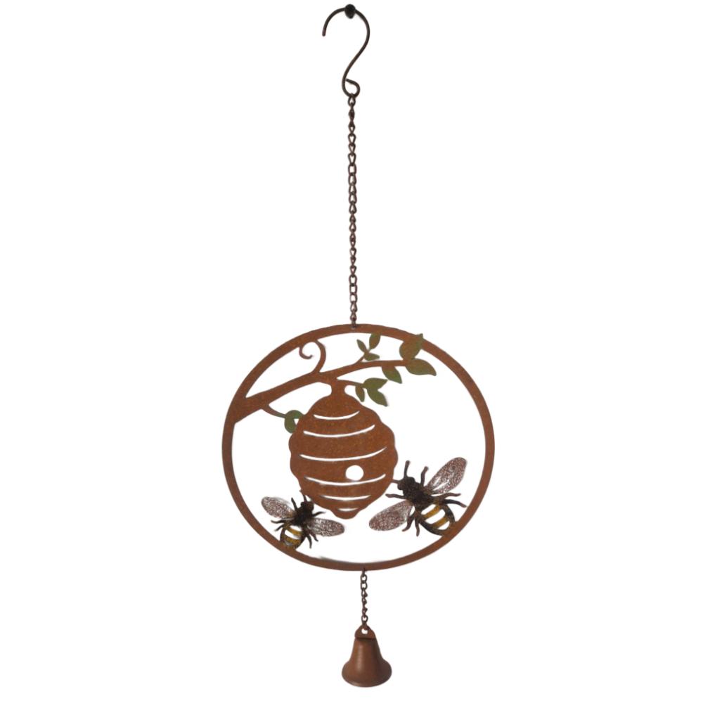 Willow &amp; Silk Round Hunting Rust &amp; White Bee Hive 23x4.5x54cm