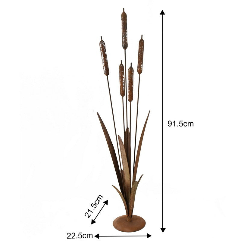 Willow &amp; Silk Metal 91cm Rustic Artificial Bulrush On Stand