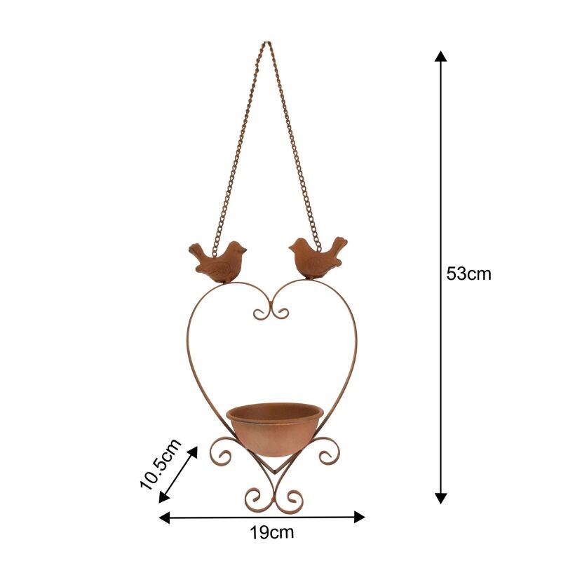 Willow &amp; Silk Hanging Heart with Cherished Perch Birdfeeder