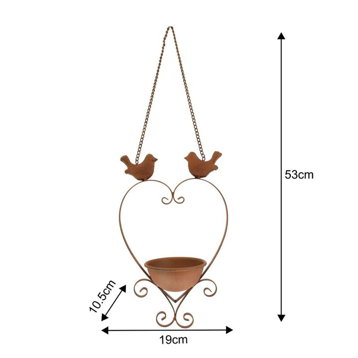 Willow &amp; Silk Hanging Heart with Cherished Perch Birdfeeder