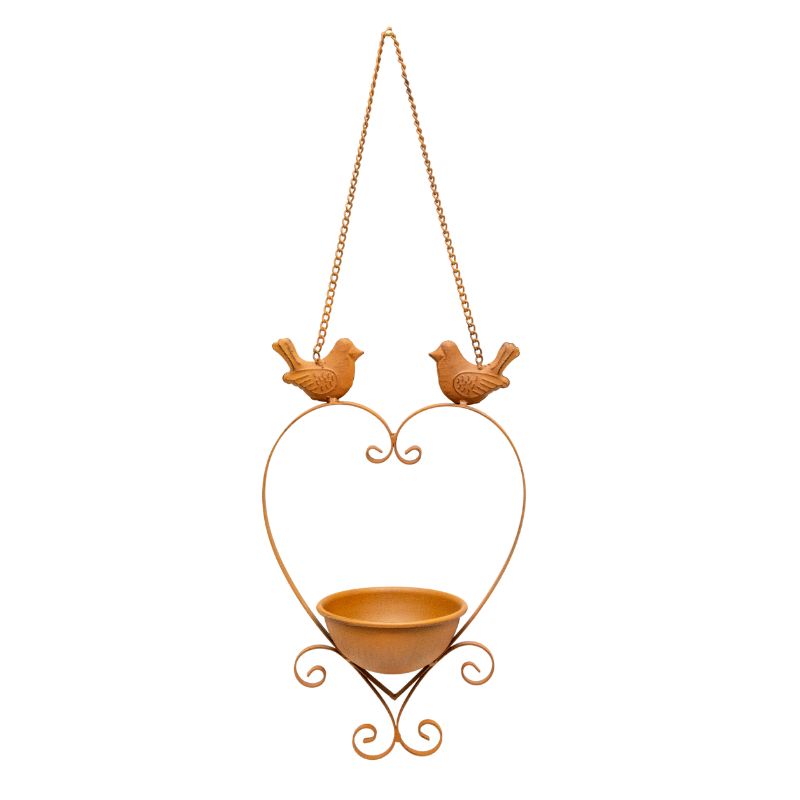 Willow &amp; Silk Hanging Heart with Cherished Perch Birdfeeder