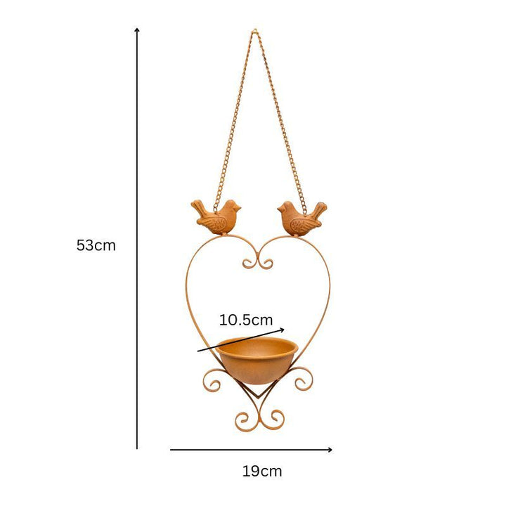Willow &amp; Silk Hanging Heart with Cherished Perch Birdfeeder