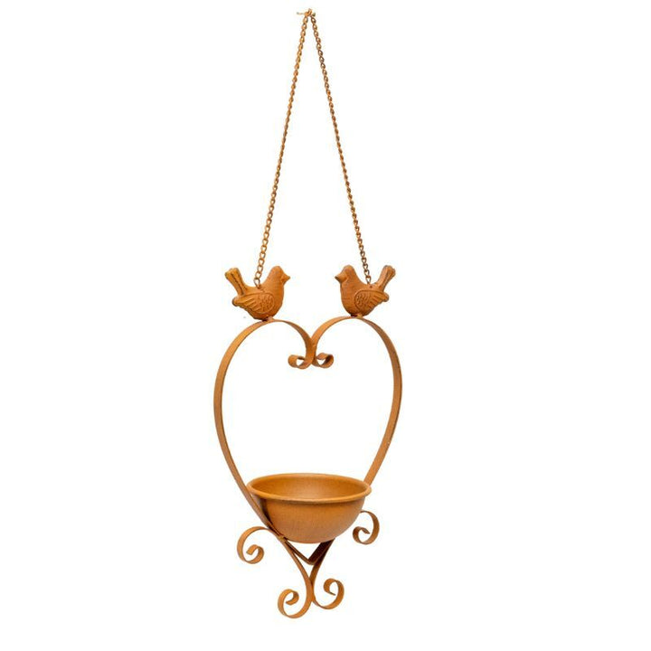 Willow &amp; Silk Hanging Heart with Cherished Perch Birdfeeder