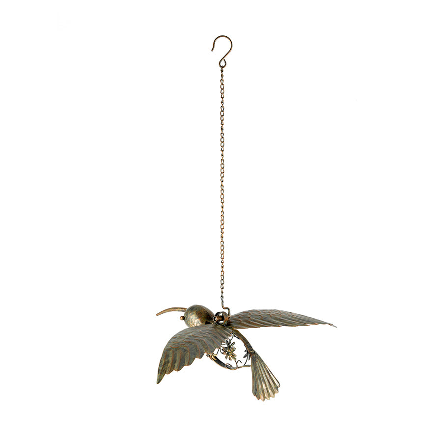 Willow &amp; Silk Large Metal Hanging Hummingbird Decor