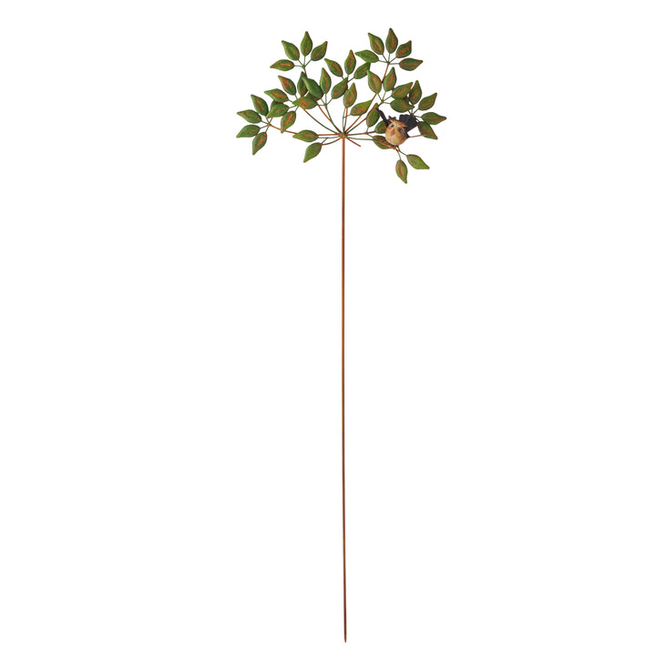 Willow &amp; Silk GARDEN STAKE BIRD ON LEAVES