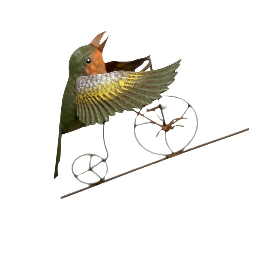 Willow &amp; Silk BALANCE BIRD ON BIKE STAKE 26.5x5.5x46.2