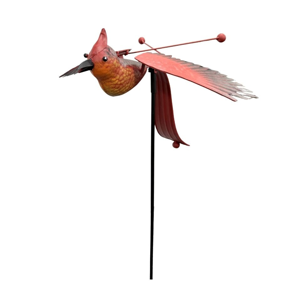 Willow &amp; Silk WIND BIRD RED WOODPACKER ON STAKE 18x19x49