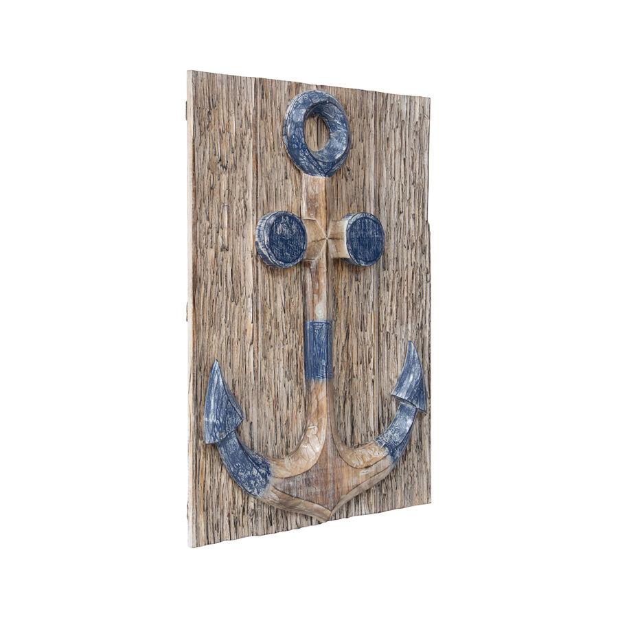 Willow &amp; Silk Hand-carved Ship Anchor Coloured Wall Art