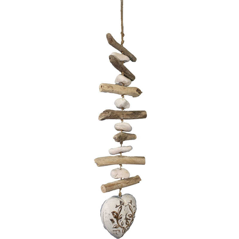Willow &amp; Silk Hanging Wooden 58cm Driftwood Hanger w/ Carved Heart
