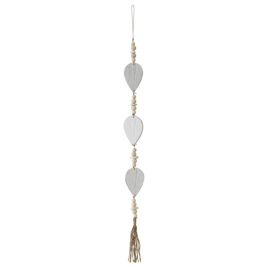 Willow &amp; Silk Hanging 105cm Wooden 3 Leads Beads/Tassels Wall Art