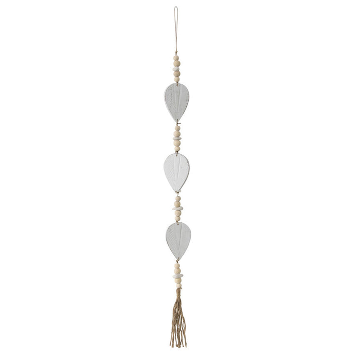 Willow &amp; Silk Hanging 105cm Wooden 3 Leads Beads/Tassels Wall Art