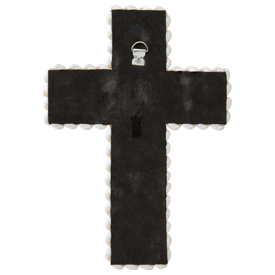 Willow &amp; Silk Handmade Shell &amp; Narrow Weave Xmas Cross Wall Art