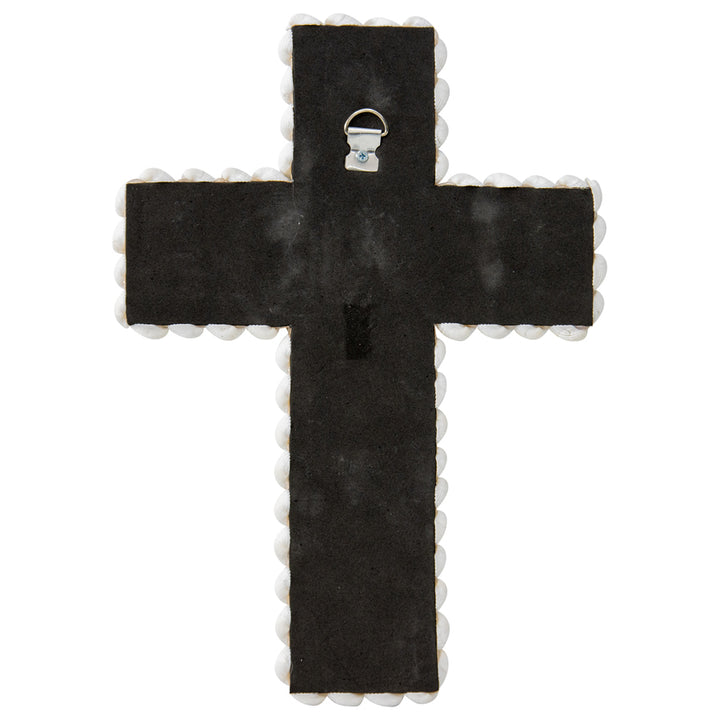 Willow &amp; Silk Handmade Shell &amp; Narrow Weave Xmas Cross Wall Art