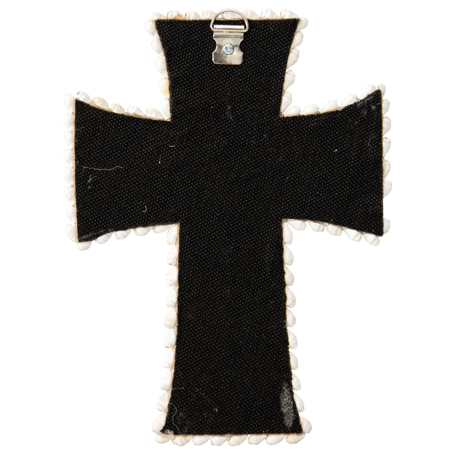 Willow &amp; Silk Handmade Shell &amp; Broad Weave Xmas Cross Wall Art