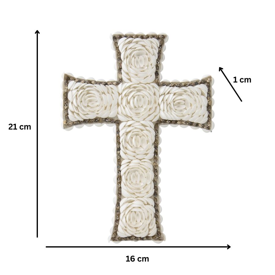 Willow &amp; Silk Handmade 41x30cm White Grass Rope Flower Cross Decor