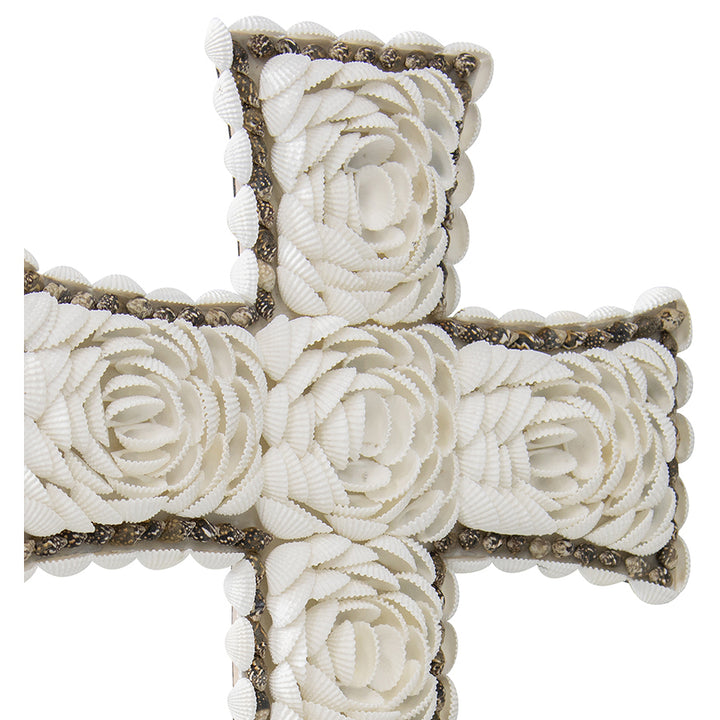 Willow &amp; Silk Handmade 41x30cm White Grass Rope Flower Cross Decor