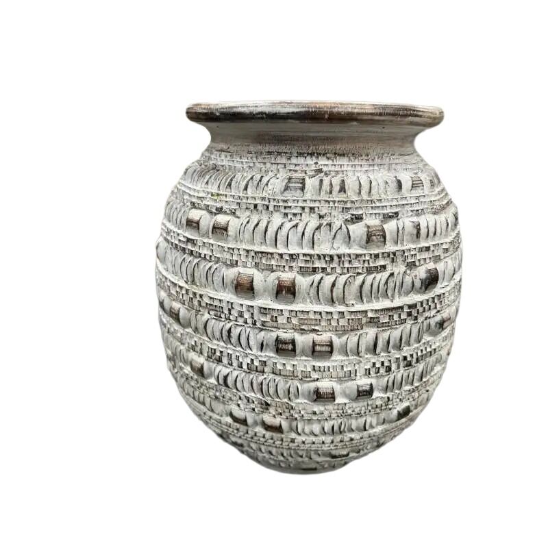 Willow &amp; Silk Wooden 27cm Handmade White/Natural Vase