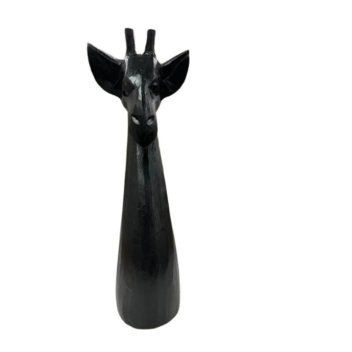 Willow &amp; Silk Giraffe Ornament Handmade Wooden 37cm Black