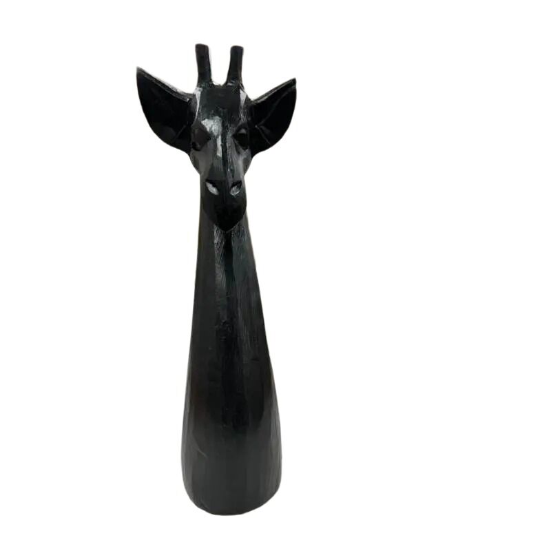 Willow &amp; Silk Giraffe Ornament Handmade Wooden 37cm Black