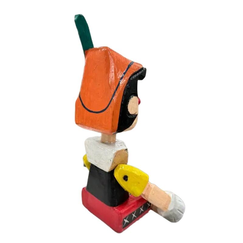 Willow &amp; Silk Wooden 40cm Handmade Sitting Colourful Pinocchio Puppet Statue