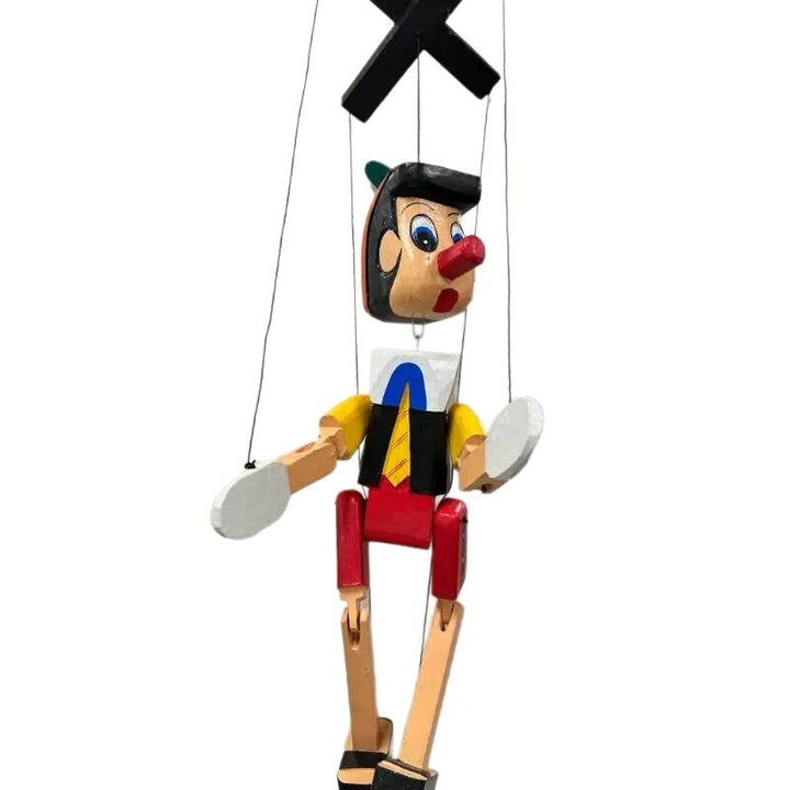 Willow &amp; Silk Wooden 70cm Handmade Pinocchio Puppet On Strings Statue